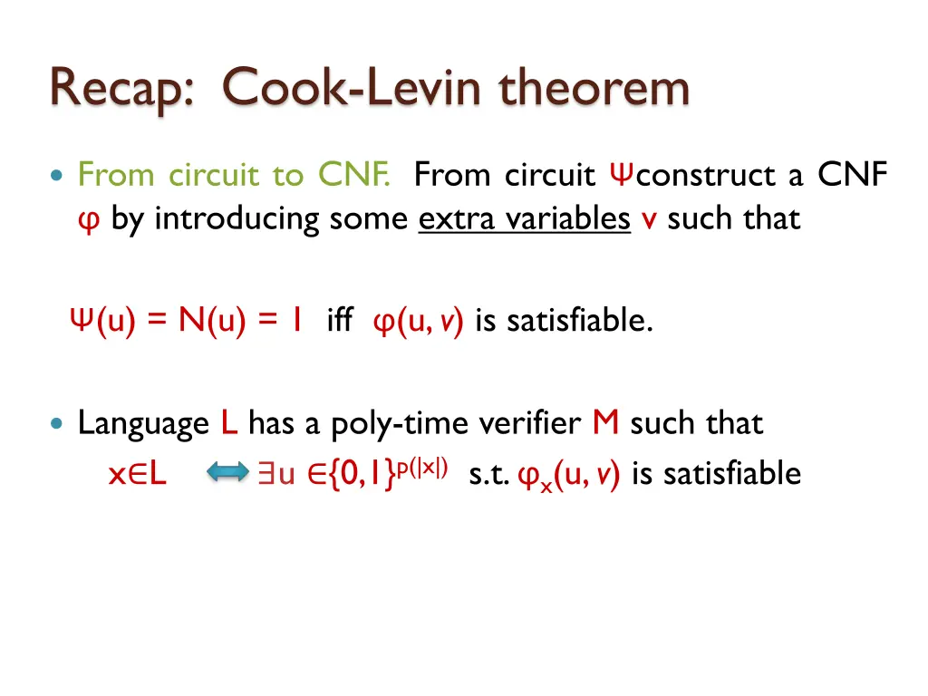 recap cook levin theorem 9