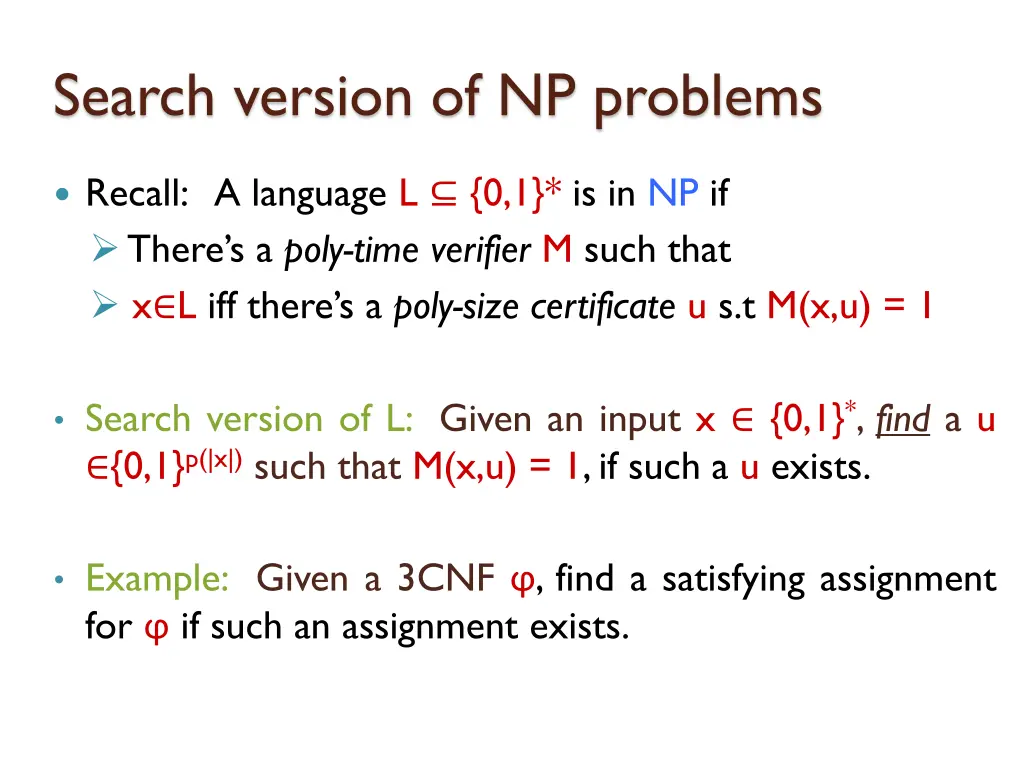 search version of np problems 1