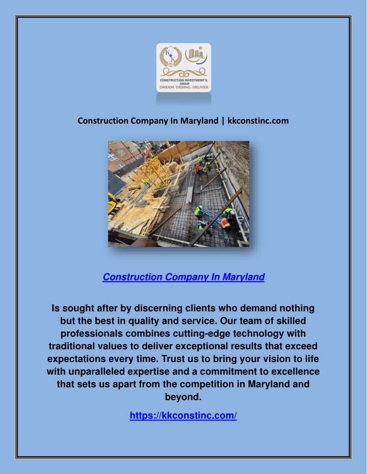 construction company in maryland kkconstinc com