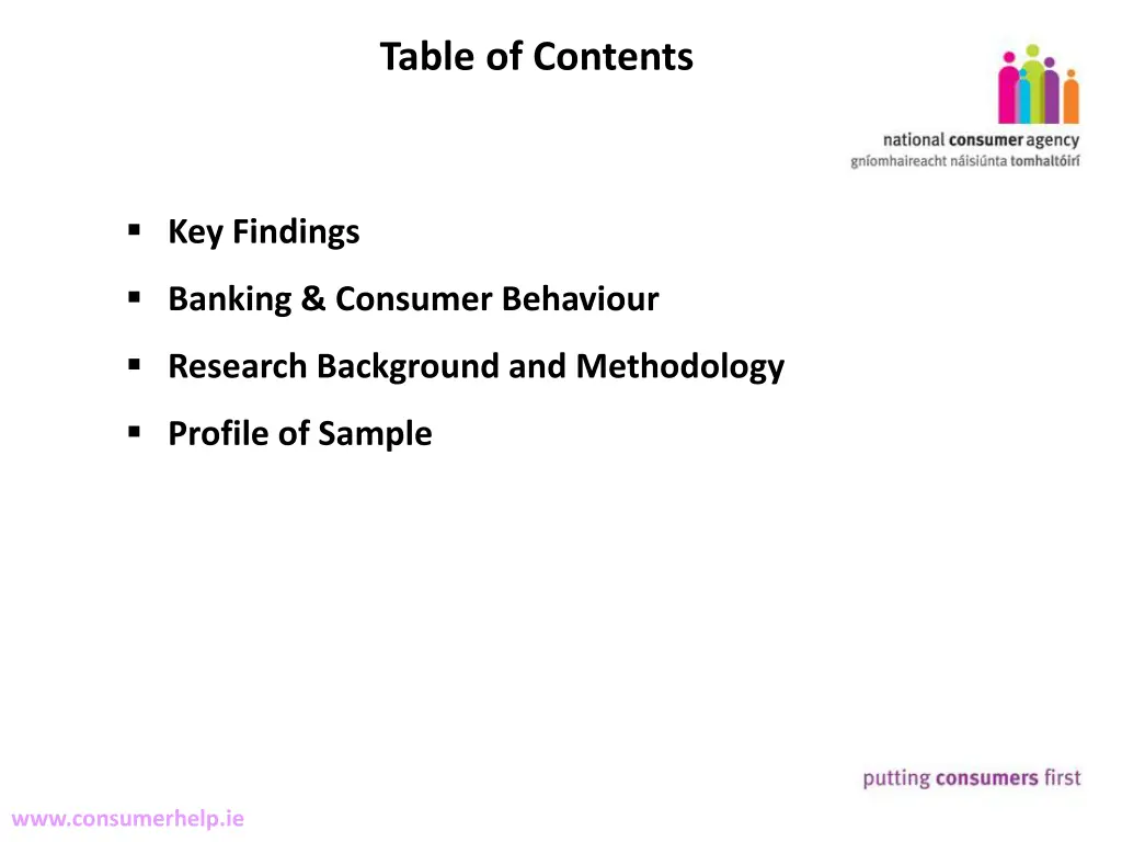 table of contents