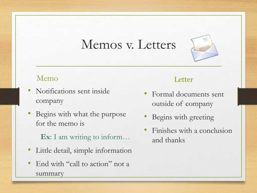 memos v letters