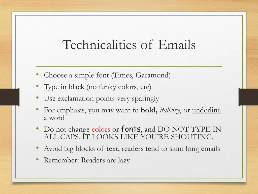 technicalities of emails