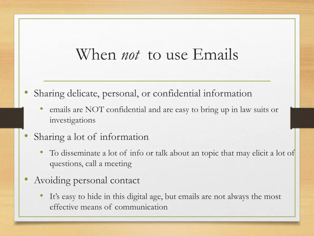 when not to use emails