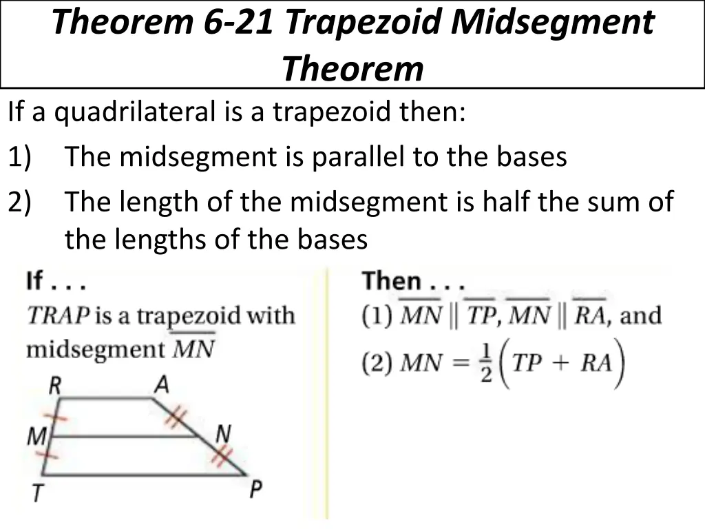 theorem 6 21 trapezoid midsegment theorem