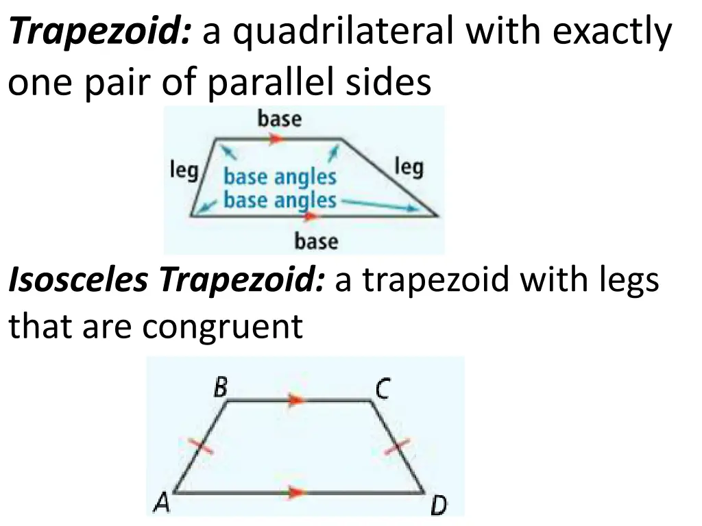 trapezoid a quadrilateral with exactly one pair