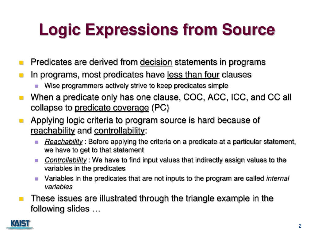 logic expressions from source