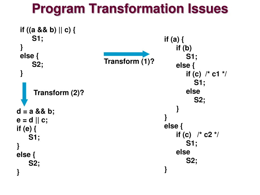 program transformation issues