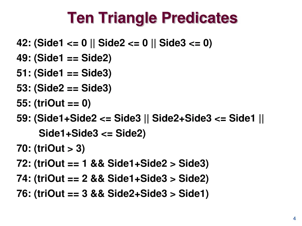 ten triangle predicates