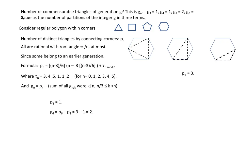 number of commensurable triangles of generation