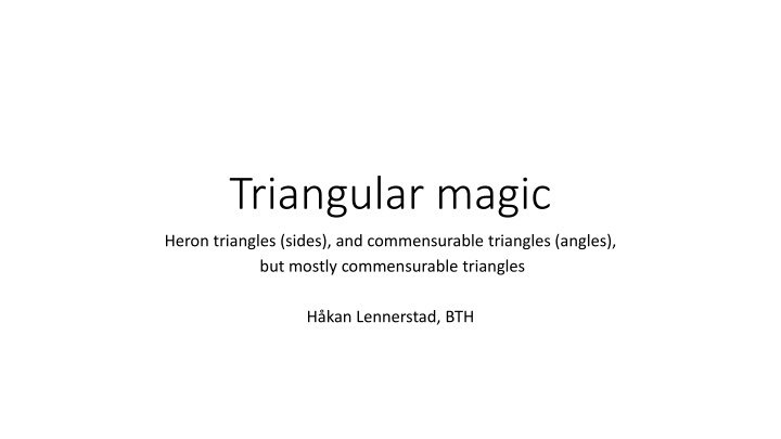 triangular magic