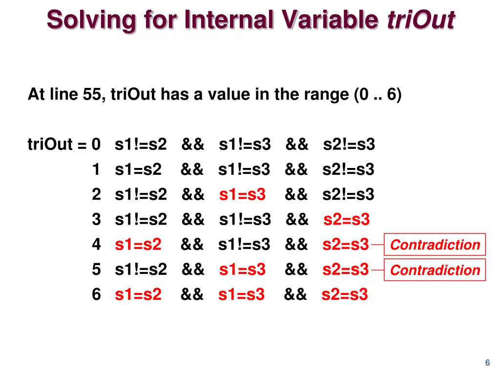 solving for internal variable triout