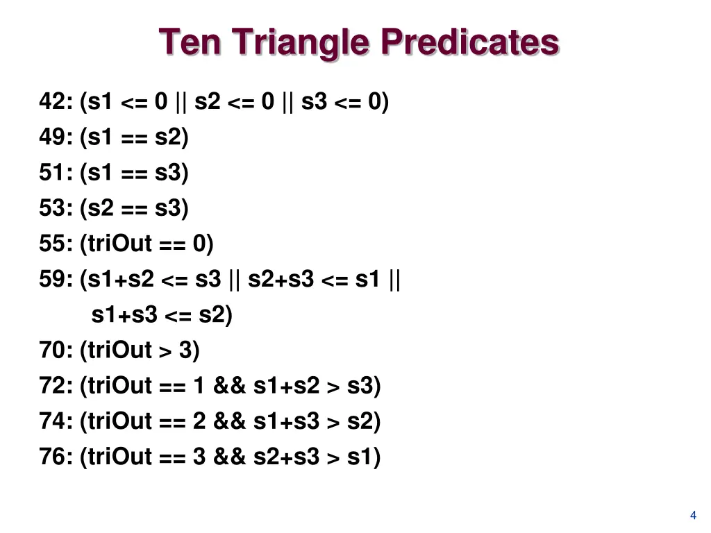 ten triangle predicates