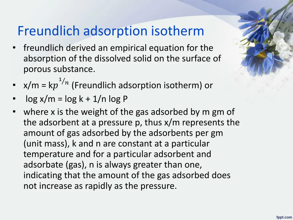 freundlich adsorption isotherm freundlich derived