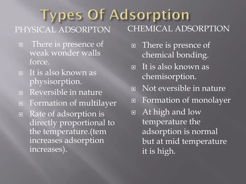 chemical adsorption