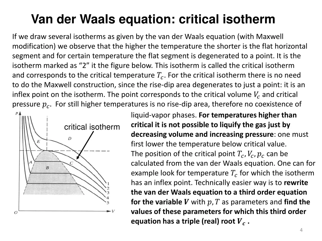 van der waals equation critical isotherm