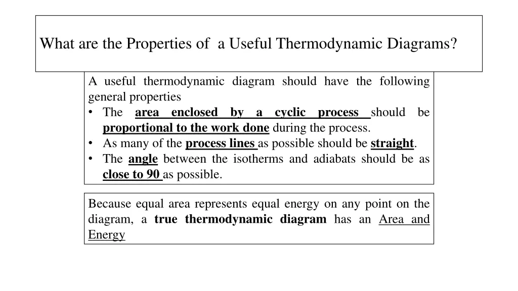 what are the properties of a useful thermodynamic