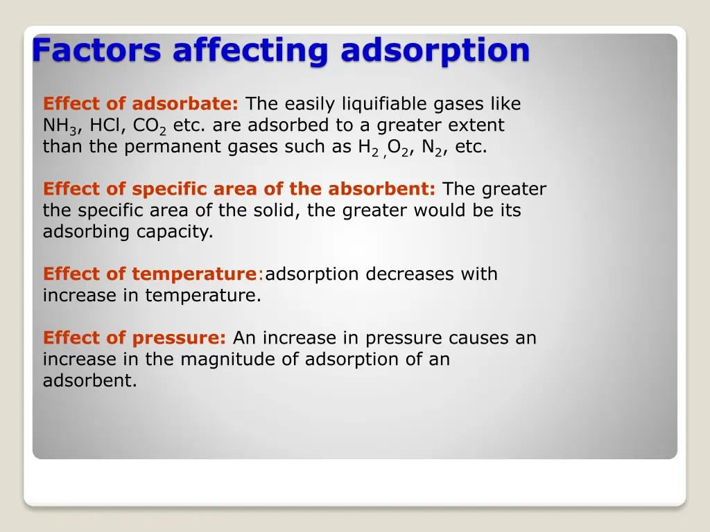 factors affecting adsorption