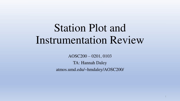 station plot and instrumentation review