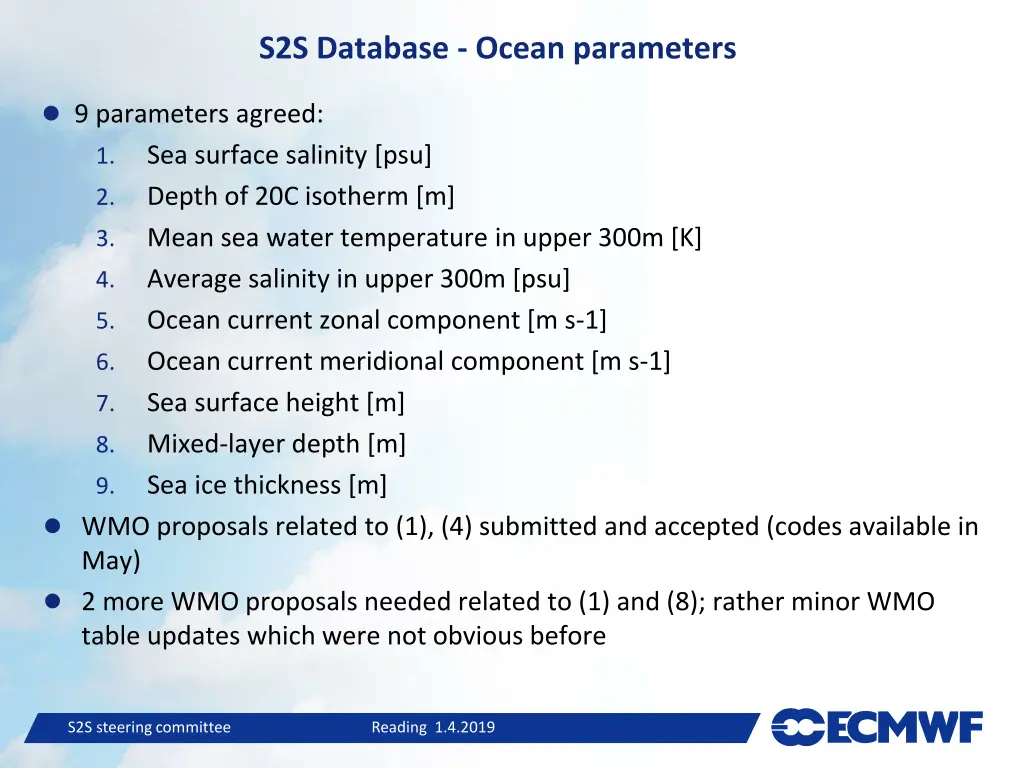 s2s database ocean parameters