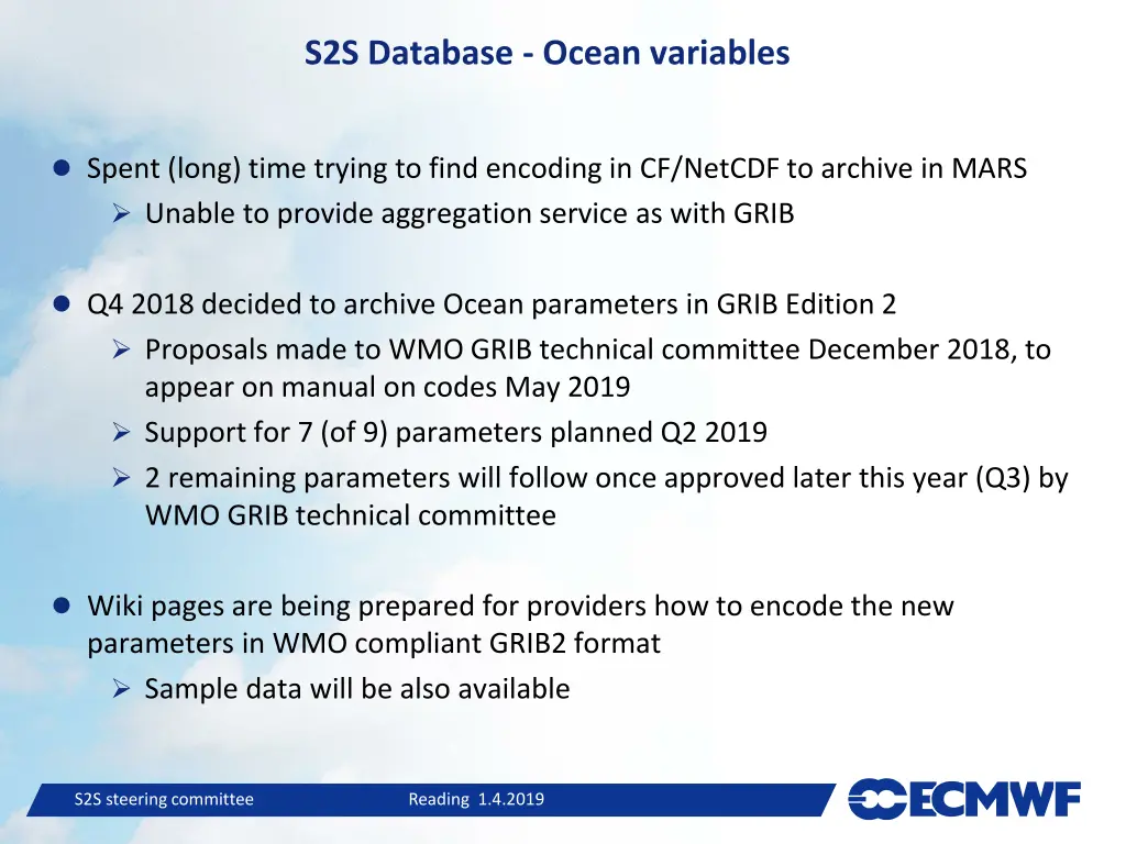 s2s database ocean variables