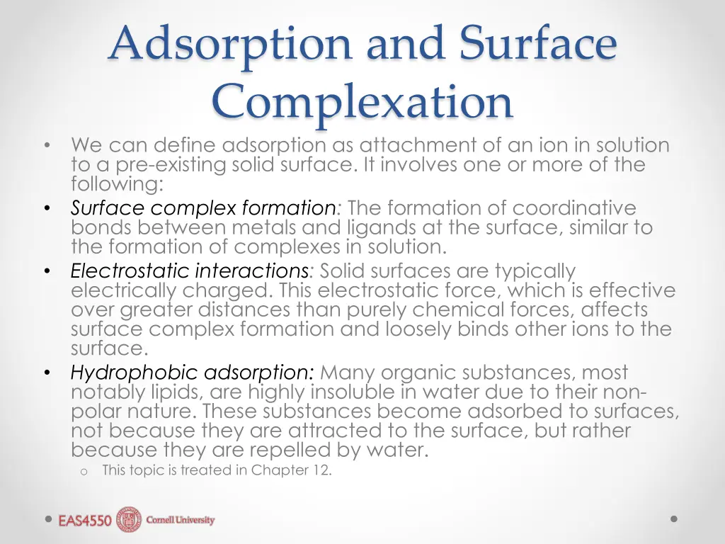 adsorption and surface complexation we can define