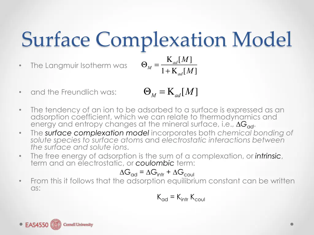 surface complexation model