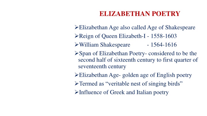 elizabethan poetry