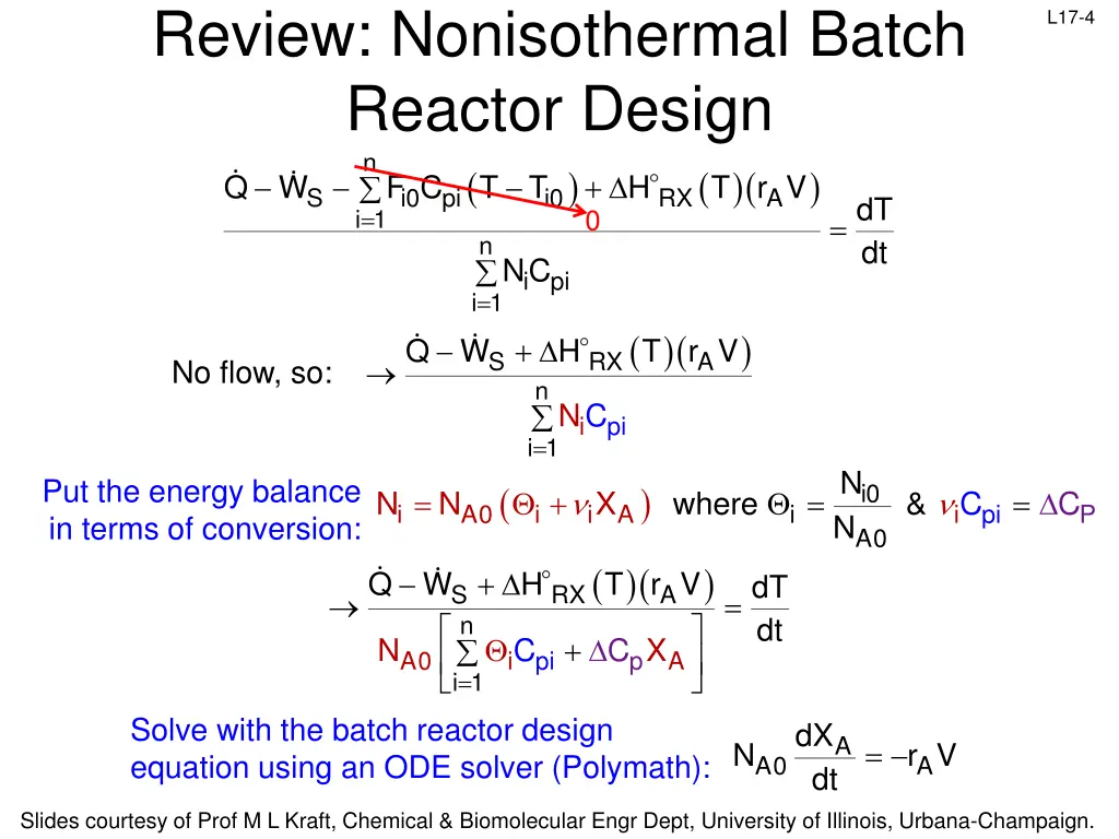 review nonisothermal batch reactor design