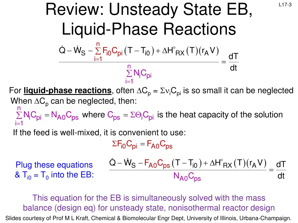 review unsteady state eb liquid phase reactions