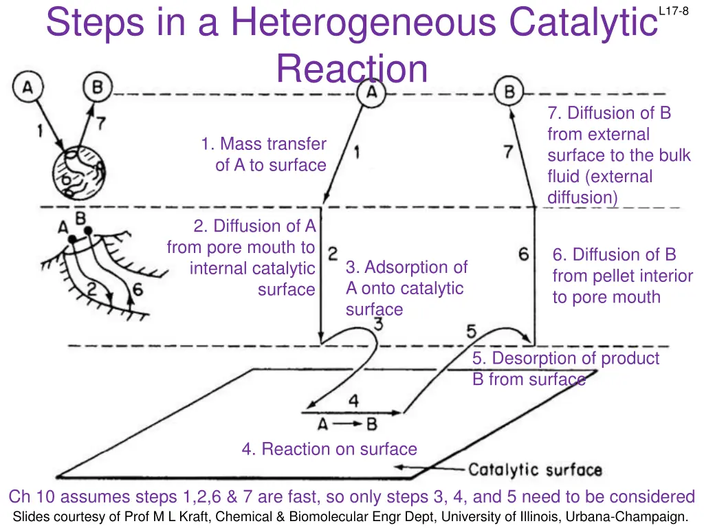 steps in a heterogeneous catalytic reaction