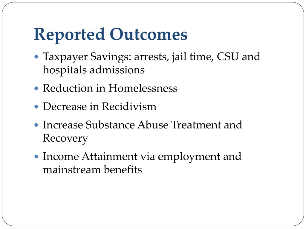 reported outcomes