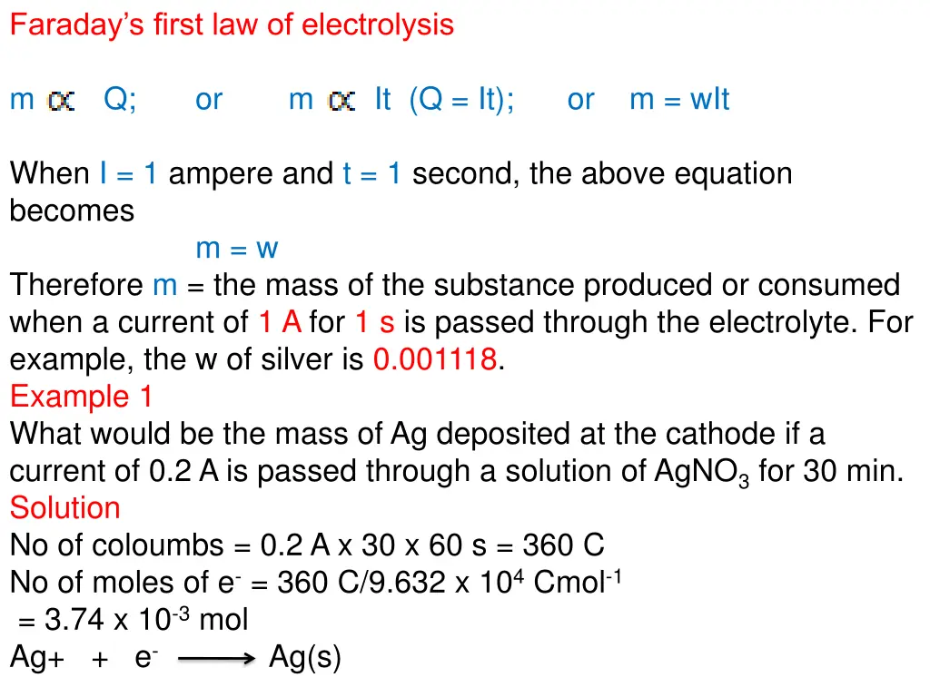 faraday s first law of electrolysis