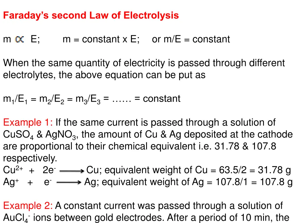 faraday s second law of electrolysis