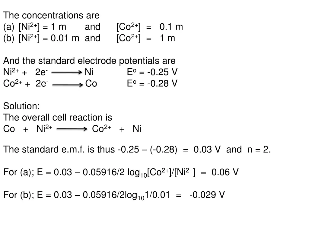 the concentrations