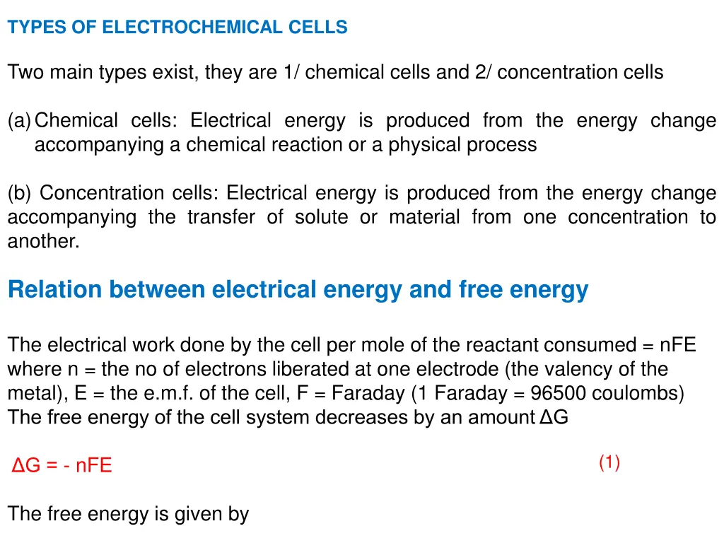 types of electrochemical cells