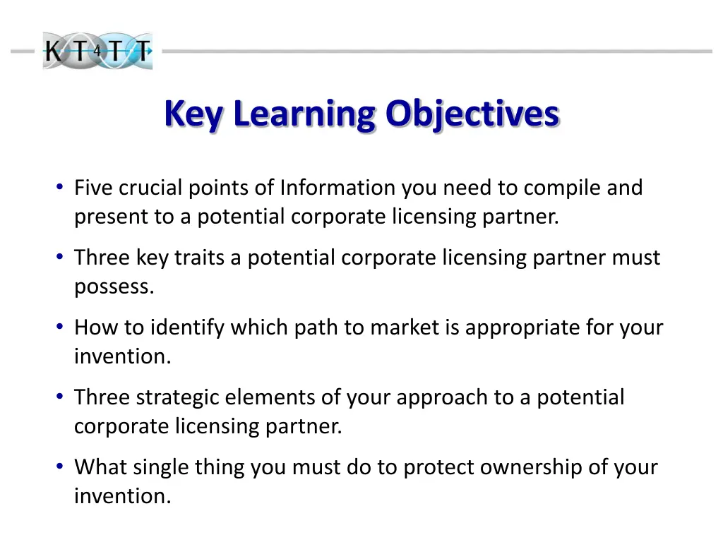 key learning objectives