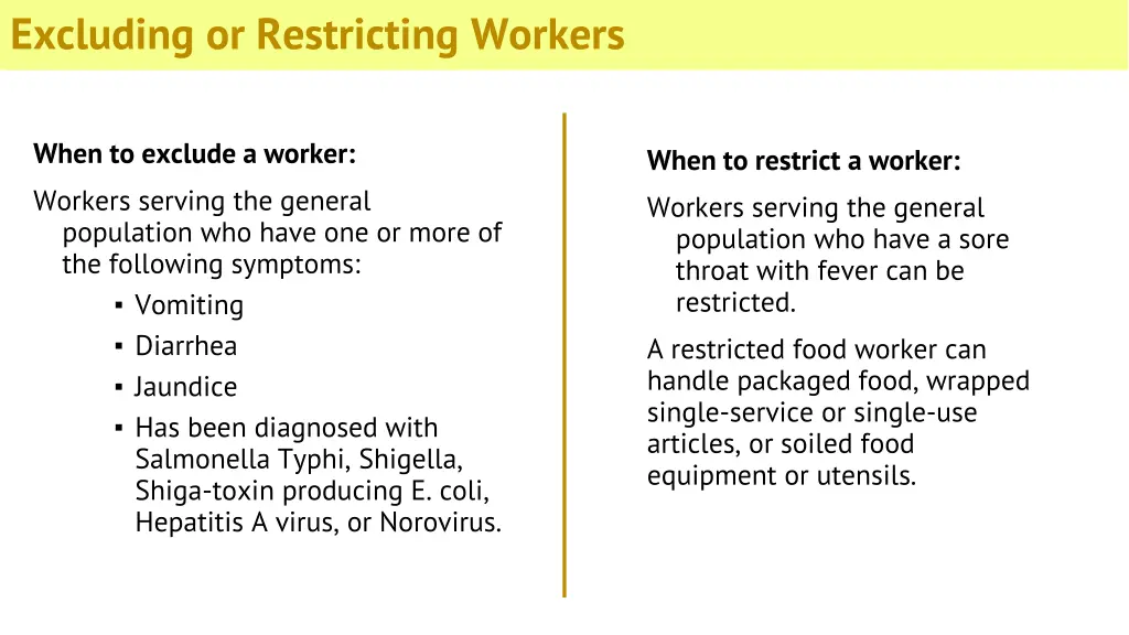 excluding or restricting workers 1