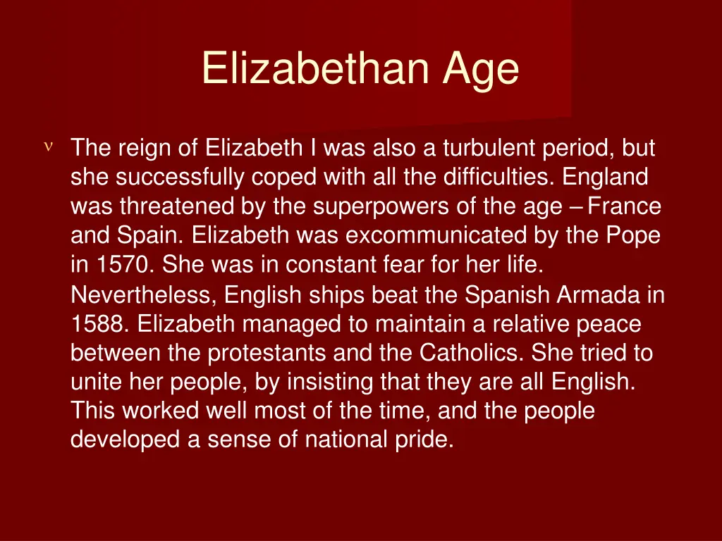 elizabethan age