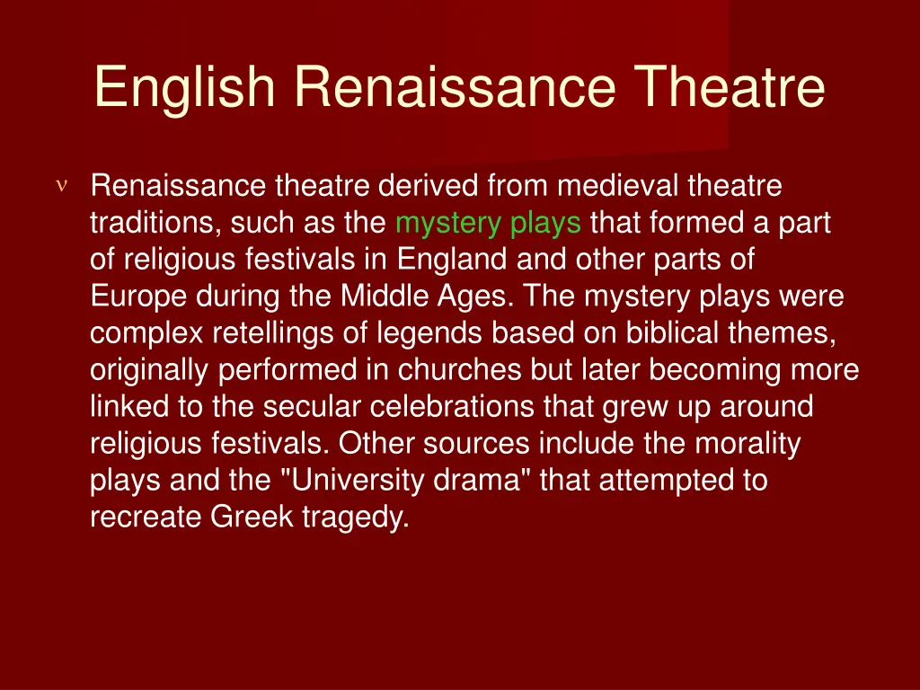 english renaissance theatre