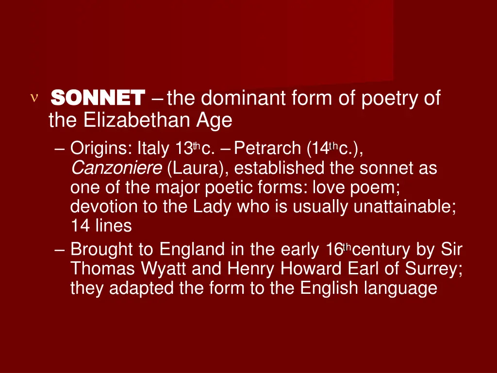 sonnet sonnet the dominant form of poetry