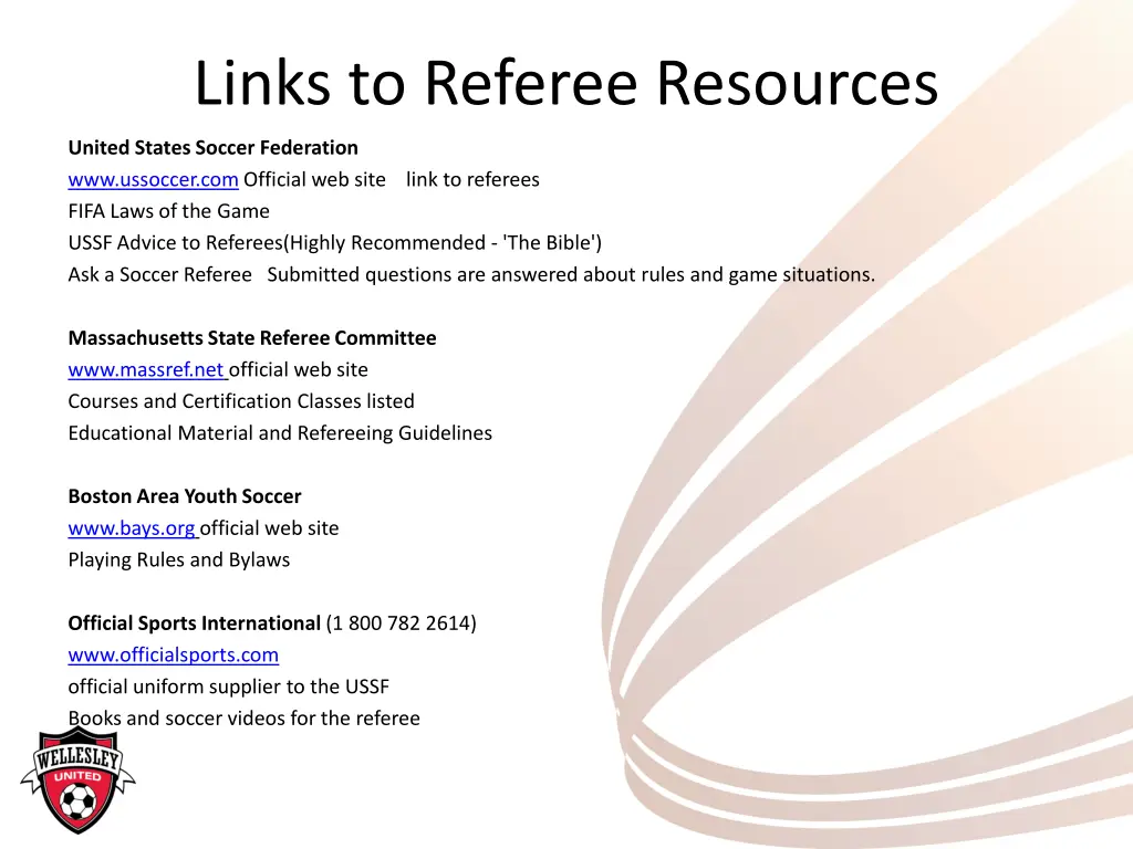 links to referee resources