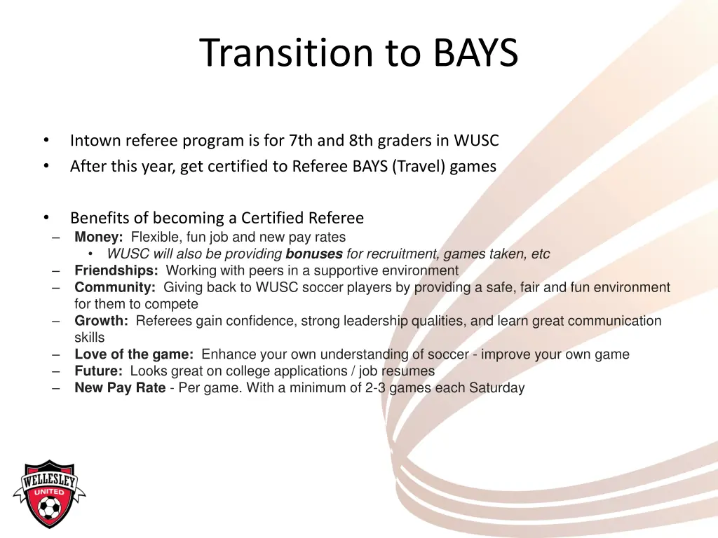 transition to bays