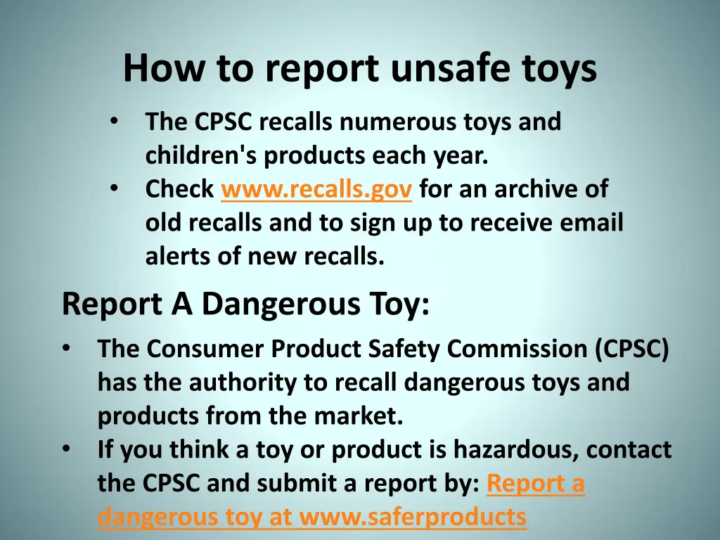 how to report unsafe toys