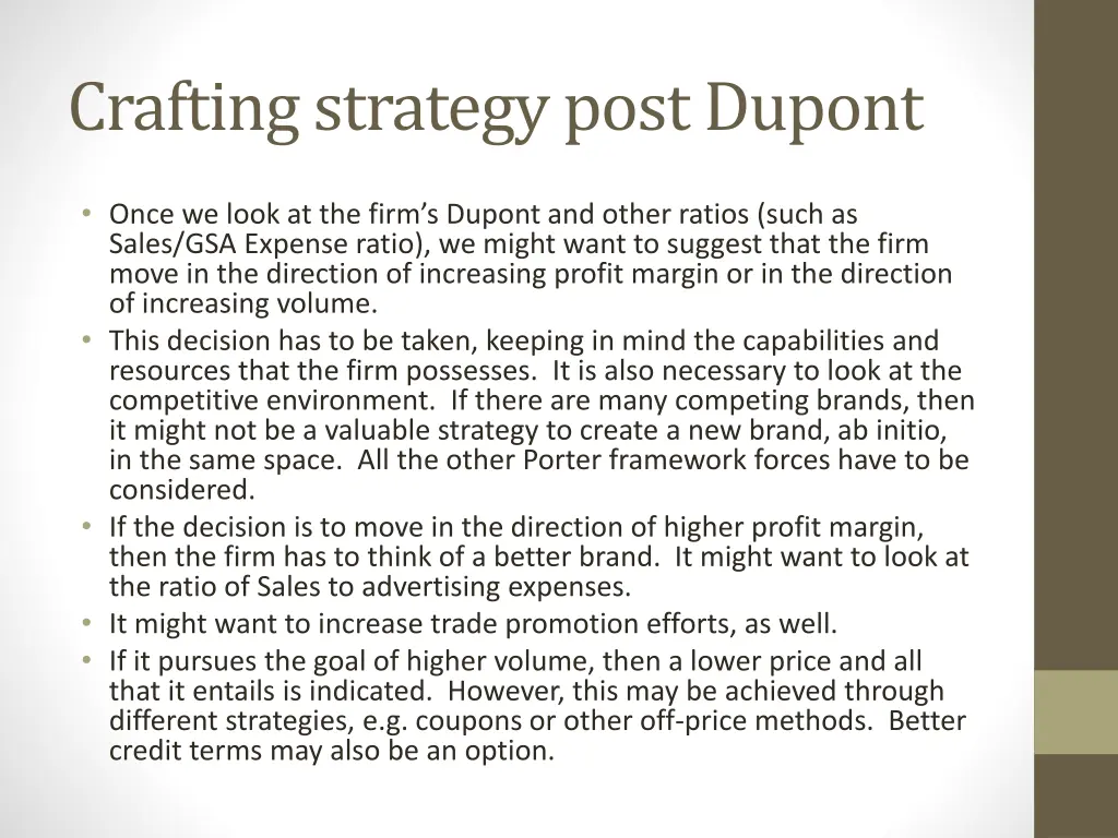 crafting strategy post dupont