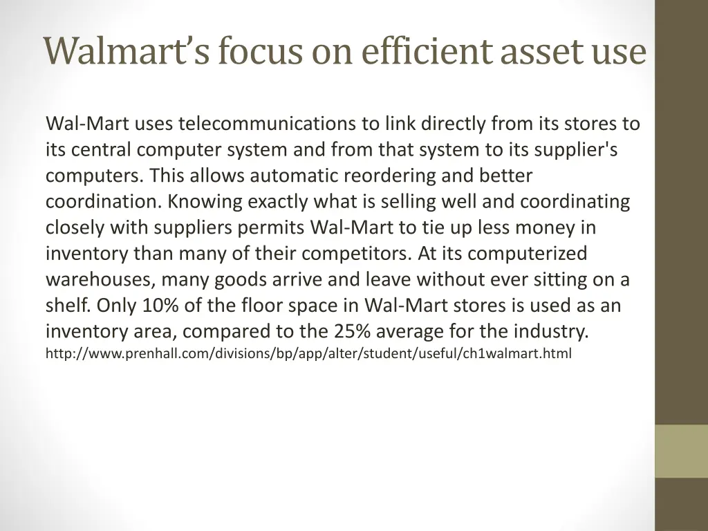 walmart s focus on efficient asset use 1