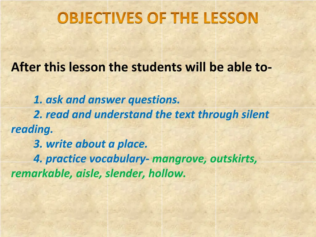 objectives of the lesson