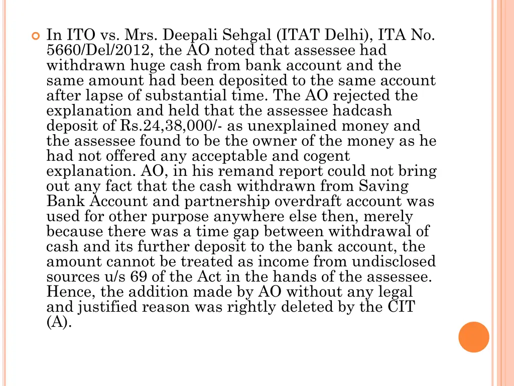 in ito vs mrs deepali sehgal itat delhi