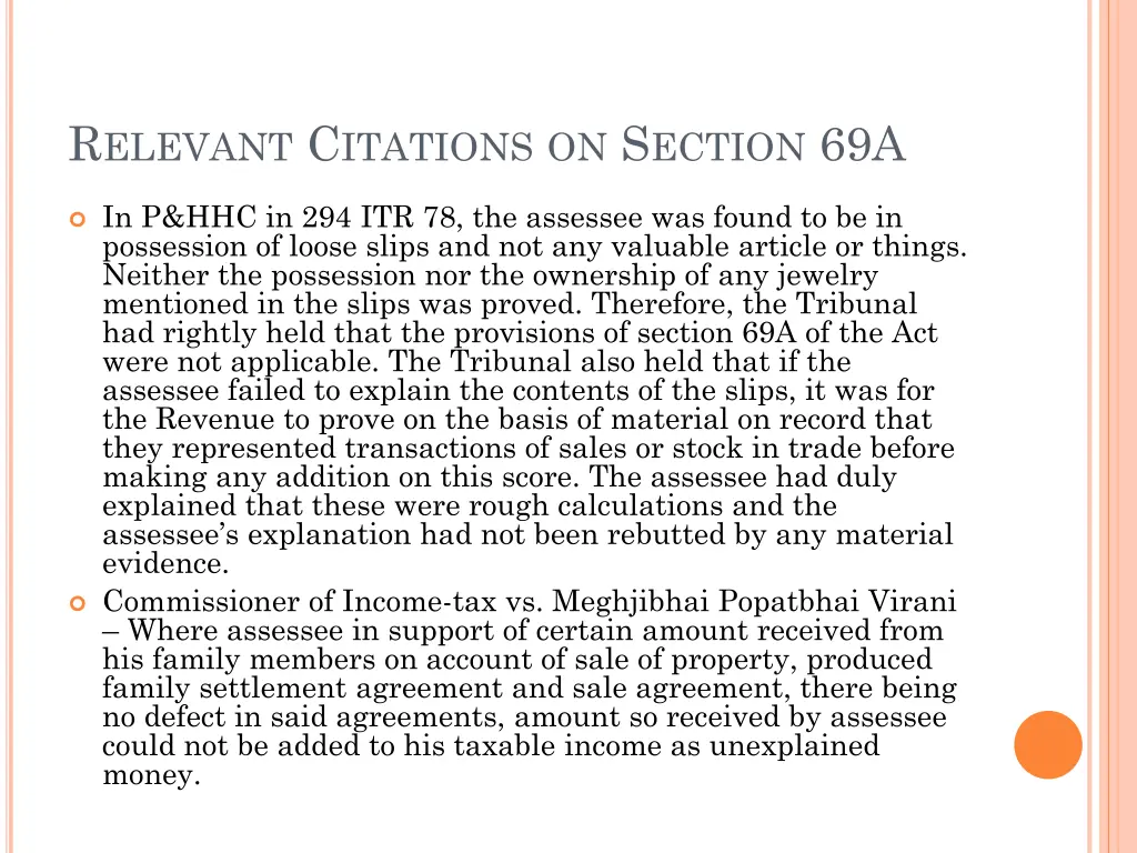 r elevant c itations on s ection 69a