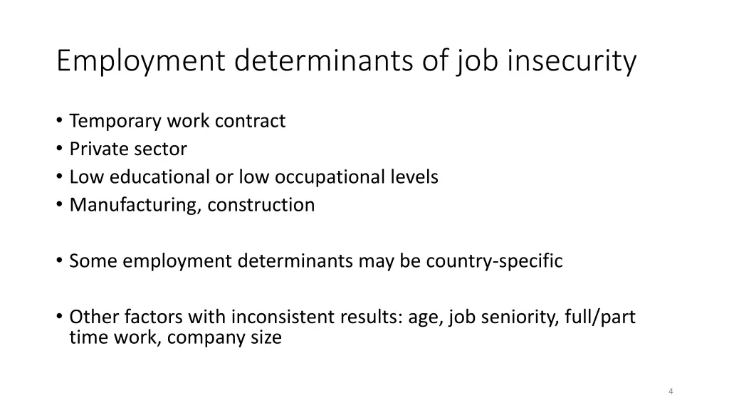 employment determinants of job insecurity