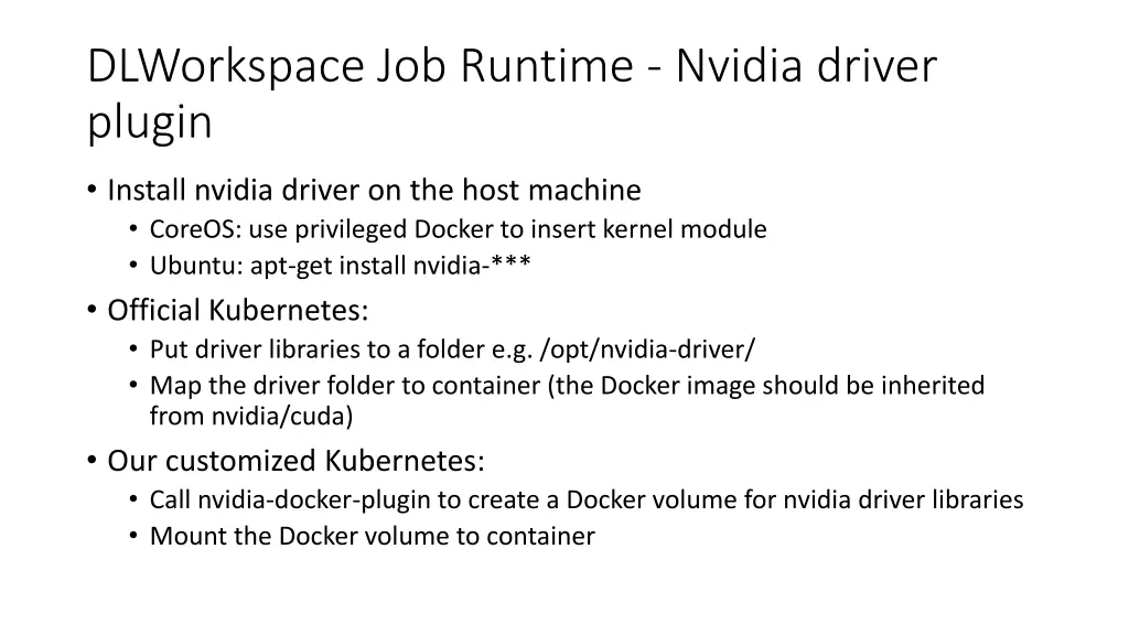 dlworkspace job runtime nvidia driver plugin